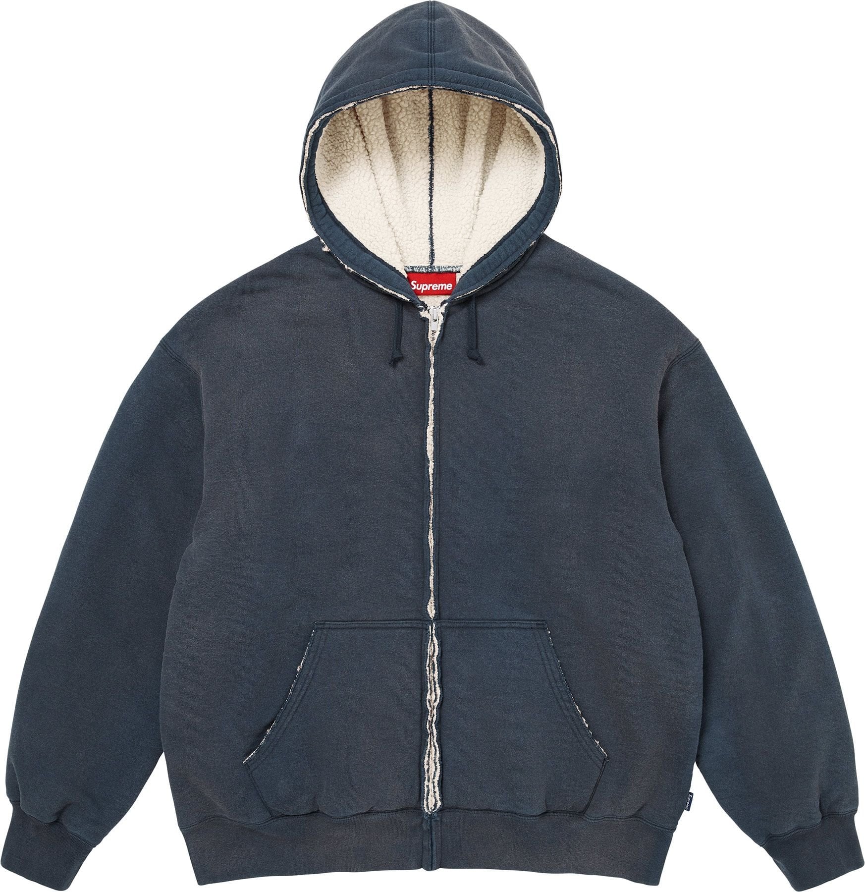Shearling Lined Zip Up Hooded Sweatshirt view 2